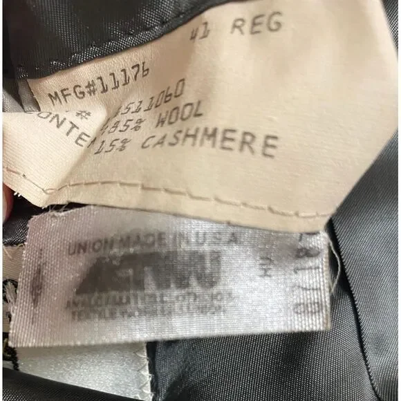 Men's Vtg Luxury Wool & Cashmere Gray‎ Sport Coat Classic 2 Button Sz 41 Regular - Picture 7 of 8